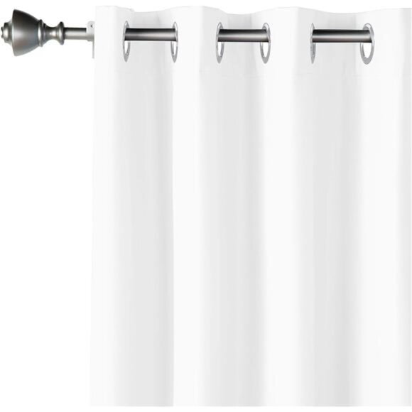Room Darkening Blackout Window Curtain with Grommets, 52 x 63 Inches, White - Picture 7 of 8